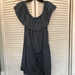 Loft chambray off the shoulder romper